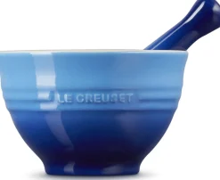 Le Creuset Stoneware Vijzel met Stamper, 11,5cm azure