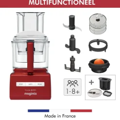 Magimix CS 5200 XL Premium Foodprocessor + Blokjes- en Staafjeskit, rood