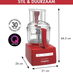 Magimix CS 5200 XL Premium Foodprocessor + Blokjes- en Staafjeskit, rood