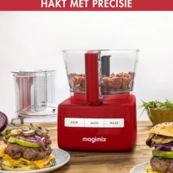 Magimix CS 5200 XL Premium Foodprocessor + Blokjes- en Staafjeskit, rood