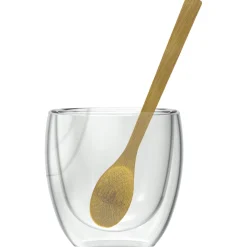 Nuts Dubbelwandige espressoglazen, 3 stuks incl bamboe lepel