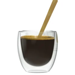 Nuts Dubbelwandige espressoglazen, 3 stuks incl bamboe lepel