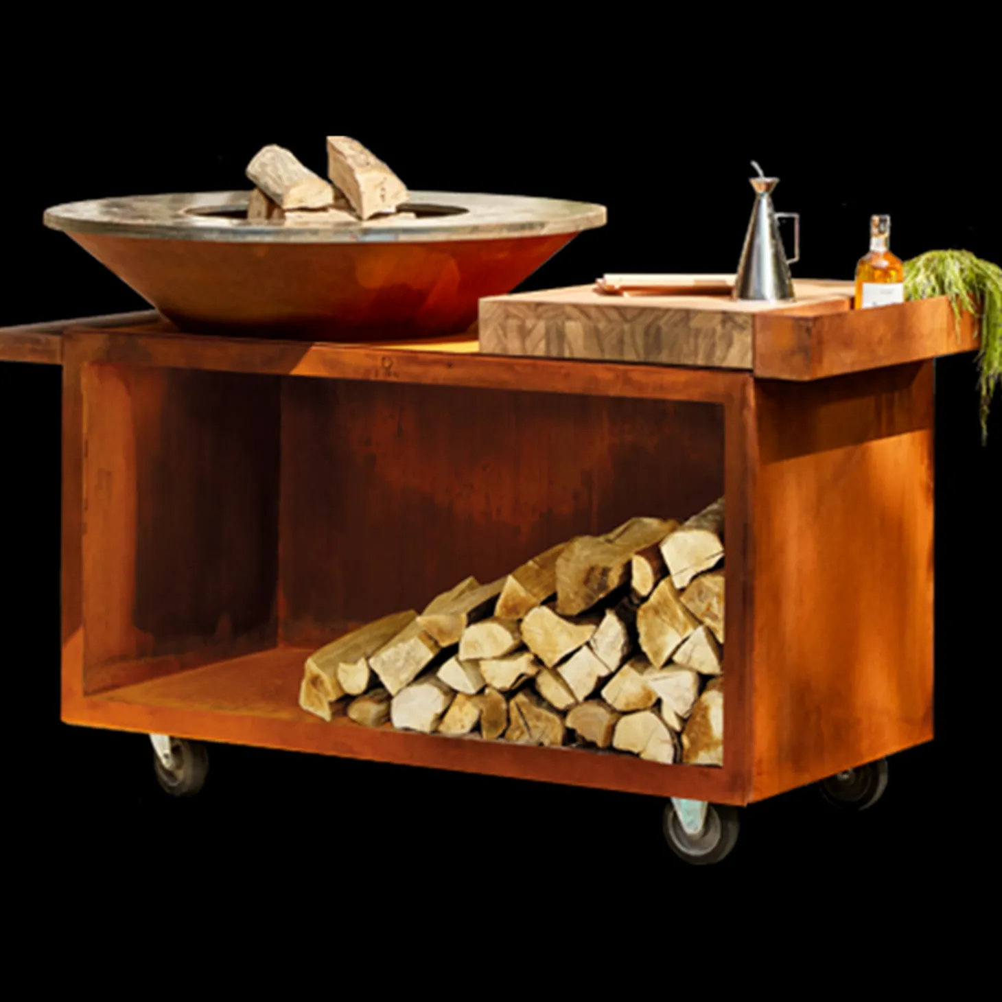 Ofyr Island+ PRO Corten 100 Buitenkeuken, teakhout