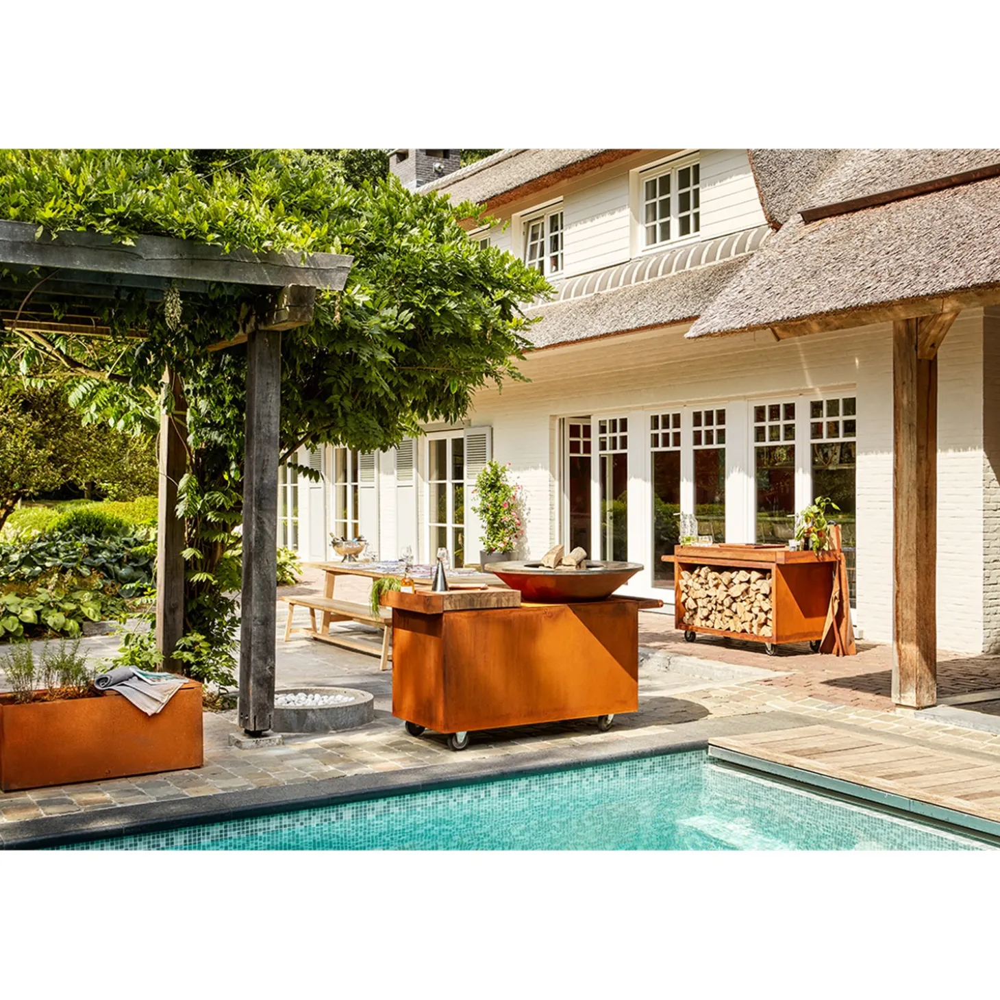 Ofyr Island+ PRO Corten 100 Buitenkeuken, teakhout