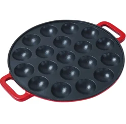 Poffertjespan Gietijzer, 24cm rood
