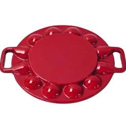 Poffertjespan Gietijzer, 24cm rood