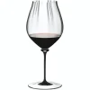 Riedel Fatto A Mano Performance Pinot Noir Mondgeblazen Wijnglas, zwarte steel