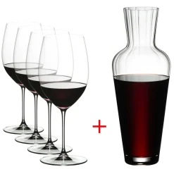 Riedel Veritas Cabernet/Merlot Wijnglazenset met Mosel Decanteerkaraf, 5-delig