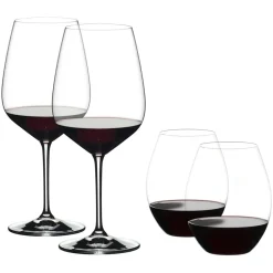 Riedel Wijnglazenset met Cabernet Merlot Wijnglas en Big O Syrah Tumblers, 4-delig