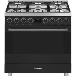 Smeg Classici Sinfonia Gasfornuis B91GMMBNLK2, 90cm mat zwart