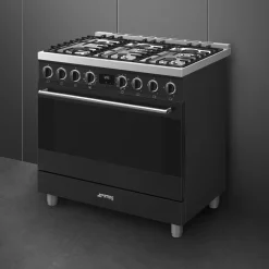 Smeg Classici Sinfonia Gasfornuis B91GMMBNLK2, 90cm mat zwart