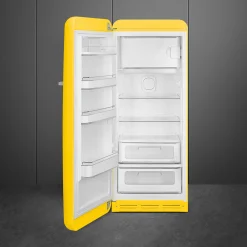 Smeg Jaren 50 Koelkast met Vriesvak FAB28LYW6, geel linksdraaiend