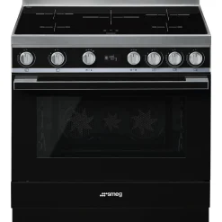 Smeg Portofino Inductiefornuis CPF9IPBL, 90cm zwart