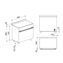 Smeg Portofino Inductiefornuis CPF9IPAN, 90cm antraciet
