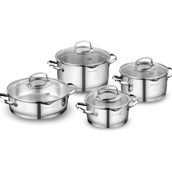 Steama by Korkmaz Downdraft Pannenset met Glasdeksels, 4-delig RVS