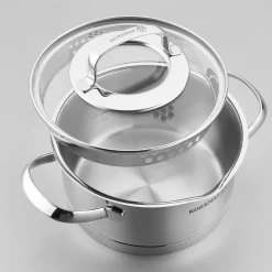 Steama by Korkmaz Downdraft Pannenset met Glasdeksels, 4-delig RVS