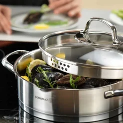 Steama by Korkmaz Downdraft Pannenset met Glasdeksels, 4-delig RVS