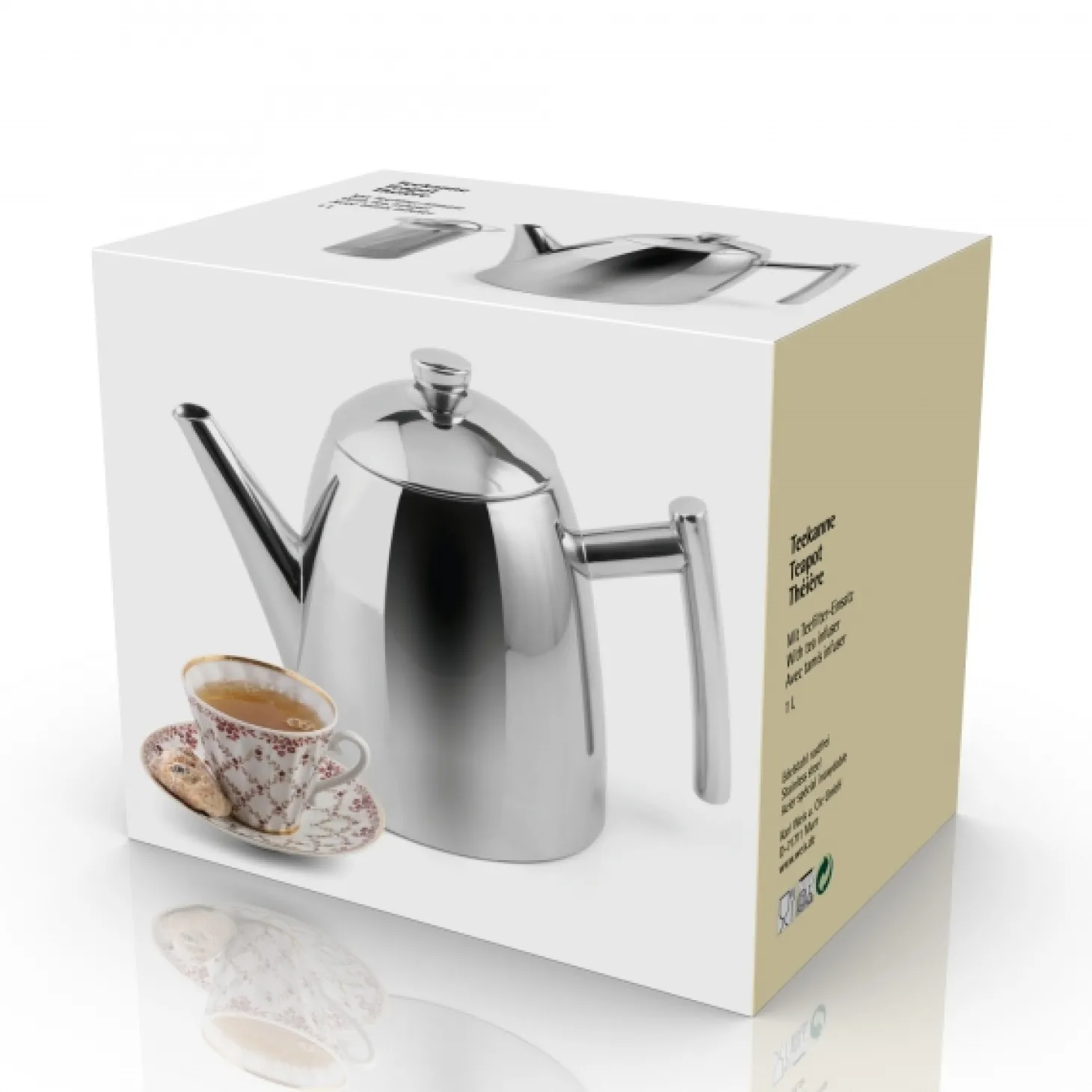 Weis Theepot met Theefilter, 1L RVS