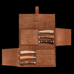 Wüsthof Classic Ikon Steakmessenset met Leren Etui, 6-delig diverse houtsoorten