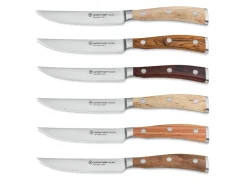 Wüsthof Classic Ikon Steakmessenset met Leren Etui, 6-delig diverse houtsoorten